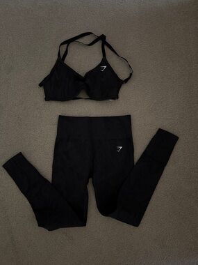 Gymshark Black Adapt Camo Sports Bra and High-Waist Leggings Set
